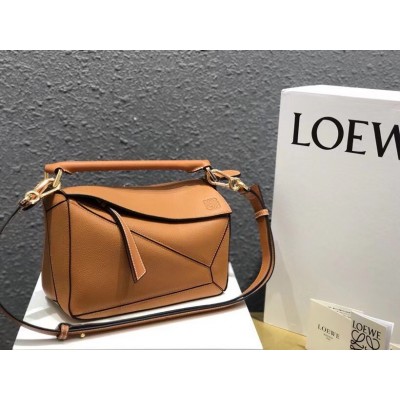 Loewe Small Puzzle Bag In Tan Grained Calfskin LDBS244571