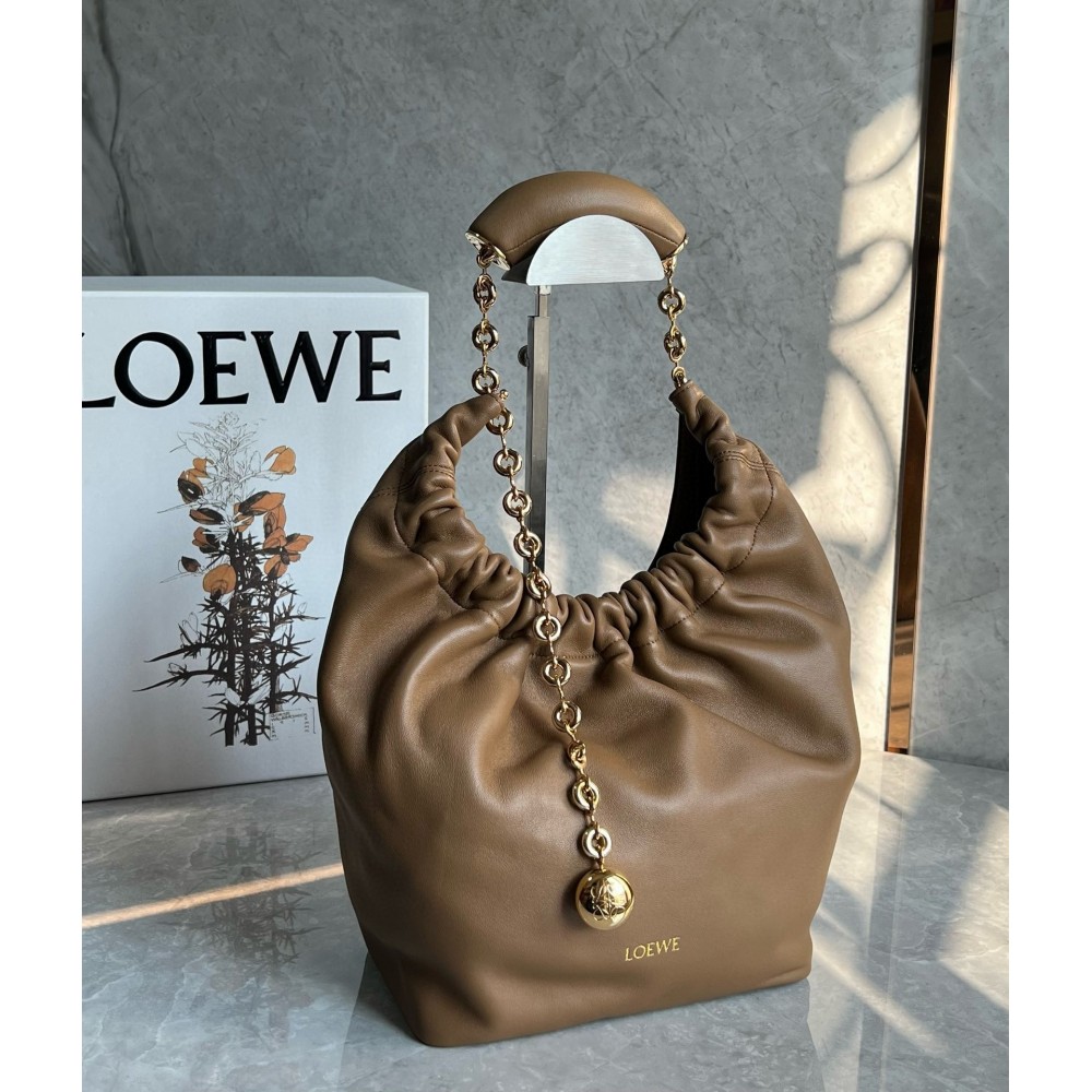 Loewe Small Squeeze Bag in Brown Nappa Lambskin LDBS244578