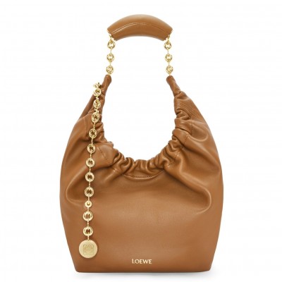 Loewe Small Squeeze Bag in Brown Nappa Lambskin LDBS244578