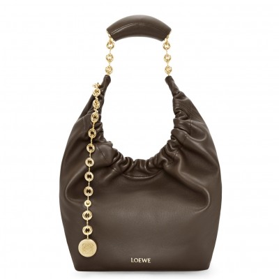 Loewe Small Squeeze Bag in Chocolate Nappa Lambskin LDBS244579