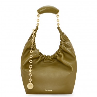 Loewe Small Squeeze Bag in Olive Nappa Lambskin LDBS244581