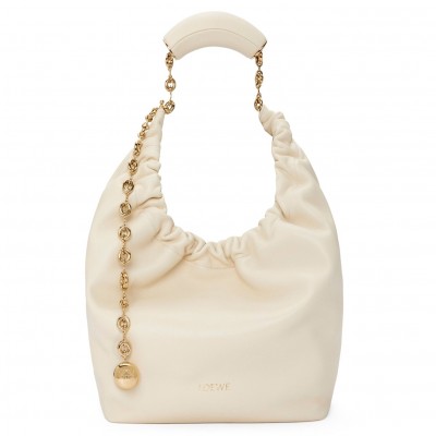 Loewe Small Squeeze Bag in White Nappa Lambskin LDBS244583