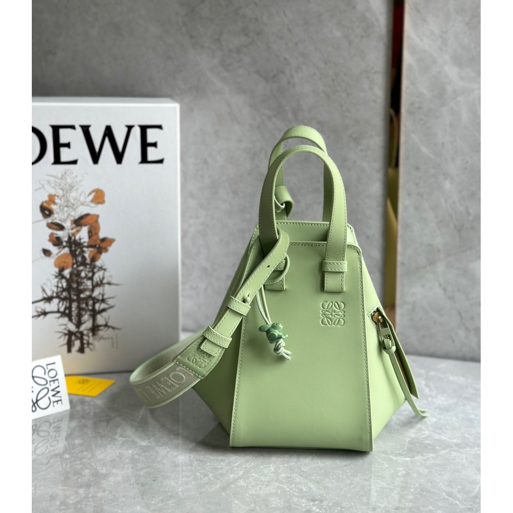 Loewe Compact Hammock Bag in Lime Green Satin Calfskin