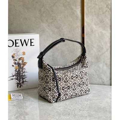 Loewe Cubi Medium Bag in White Anagram Jacquard