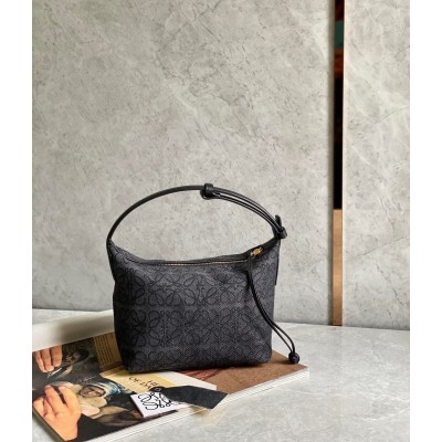 Loewe Cubi Small Bag In Black Anagram Jacquard