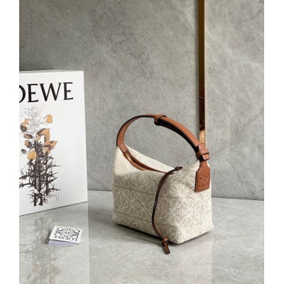 Loewe Cubi Small Bag In Ecru Anagram Jacquard