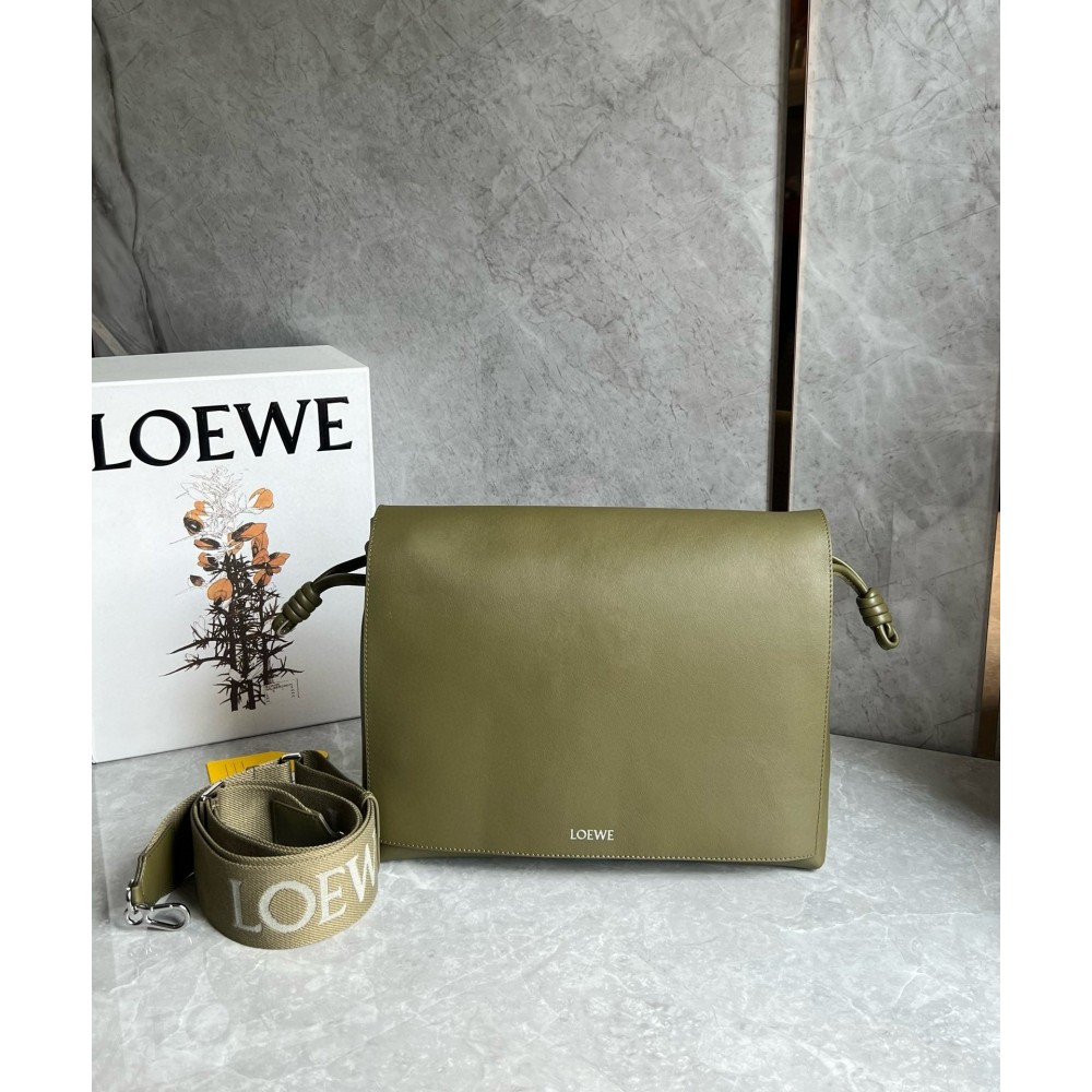 Loewe Flamenco Messenger Bag in Olive Supple Calfskin