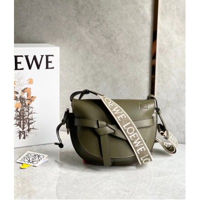 Loewe Gate Small Bag In Green Calfskin and Jacquard