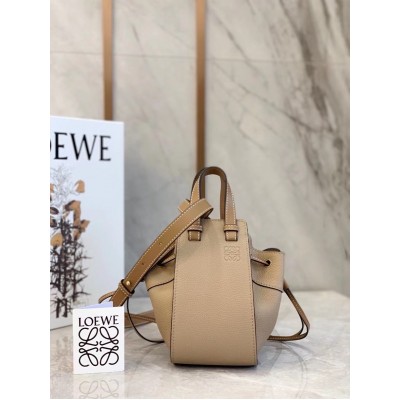 Loewe Mini Hammock Drawstring Bag In Sand Leather