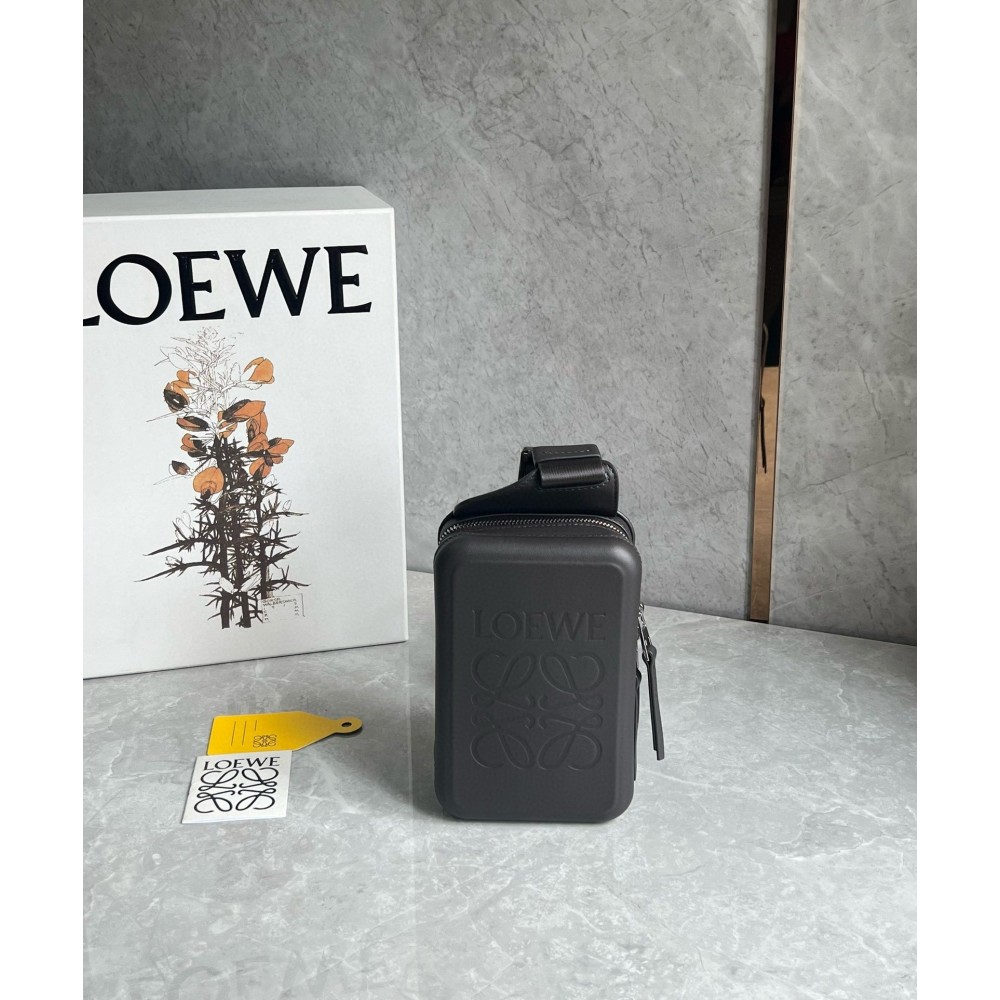 Loewe Molded Sling Bag in Dark Grey Calfskin