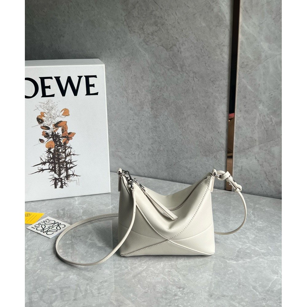 Loewe Puzzle Fold Pouch in White Nappa Calfskin