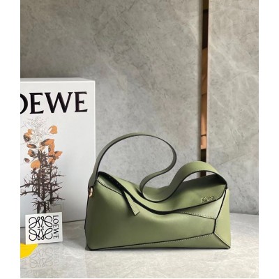 Loewe Puzzle Hobo Bag In Green Nappa Calfskin