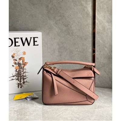 Loewe Puzzle Small Bag In Dark Blush Grained Leather