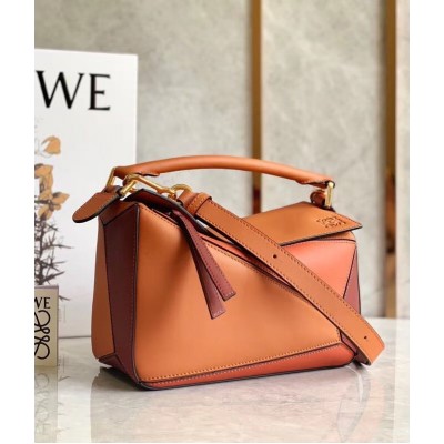 Loewe Puzzle Small Bag In Multicolour Orange Calfskin