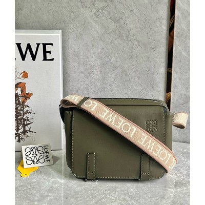 Loewe XS Military Messenger Bag in Green Calfskin