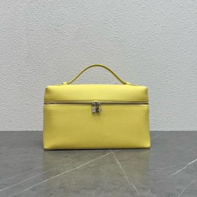 Loro Piana Extra Pocket Pouch L27 in Yellow Grained Leather LDBS241379