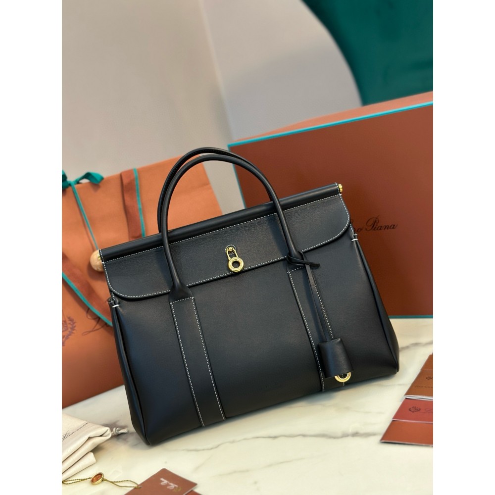 Loro Piana Loom L32 Bag in Black Smooth Calfskin LDBS241380