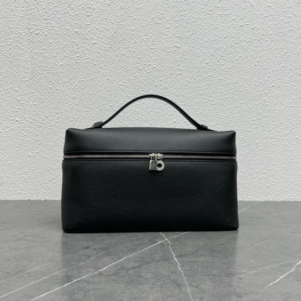 Loro Piana Extra Pocket Pouch L27 in Black Grained Leather