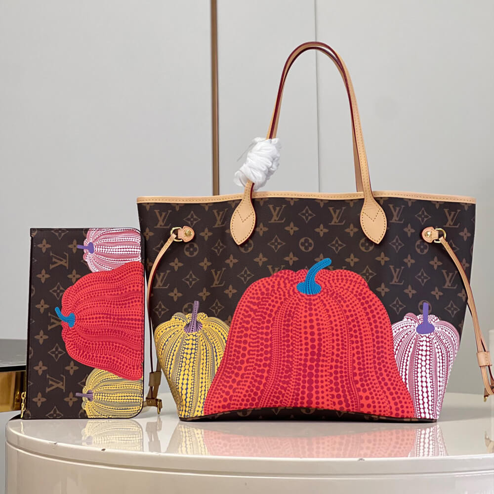 LV x YK Neverfull MM with Pumpkin Print M46468 LDBS17145