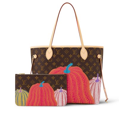 LV x YK Neverfull MM with Pumpkin Print M46468 LDBS17145