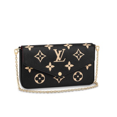 Louis Vuitton Bicolor Monogram Empreinte Leather Felicie Pochette Black/Beige M80482 LDBS17487