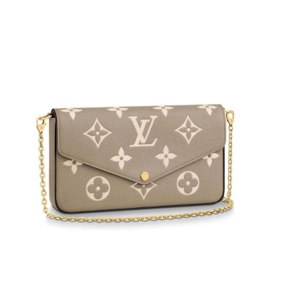 Louis Vuitton Bicolor Monogram Empreinte Leather Felicie Pochette Gray/Cream M69977 LDBS17488