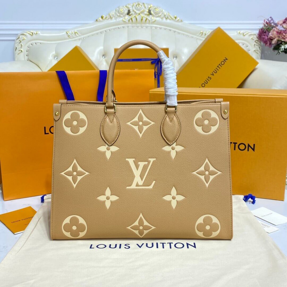 Louis Vuitton Bicolor Monogram Empreinte Onthego MM Arizona/Beige M45982 LDBS17178