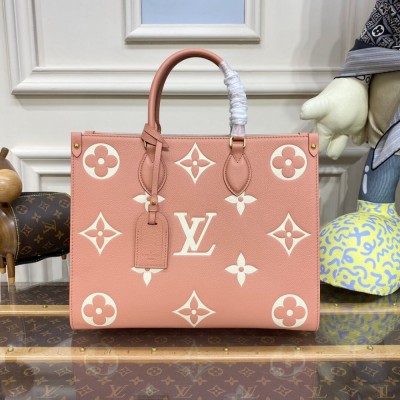 Louis Vuitton Bicolor Monogram Empreinte Onthego MM Pink/Cream M46286 LDBS17179