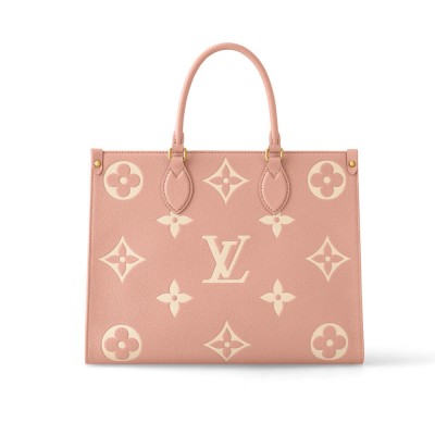 Louis Vuitton Bicolor Monogram Empreinte Onthego MM Pink/Cream M46286 LDBS17179