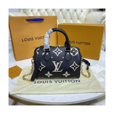 Louis Vuitton Bicolor Monogram Empreinte Speedy Bandouliere 20 Black/Beige M58953 LDBS17534