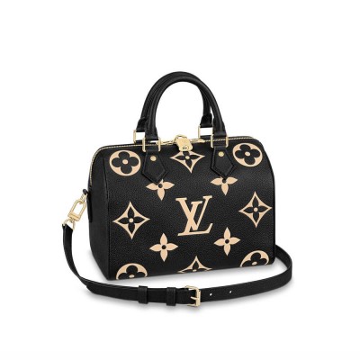 Louis Vuitton Bicolor Monogram Empreinte Speedy Bandouliere 25 Black/Beige M58947 LDBS17535