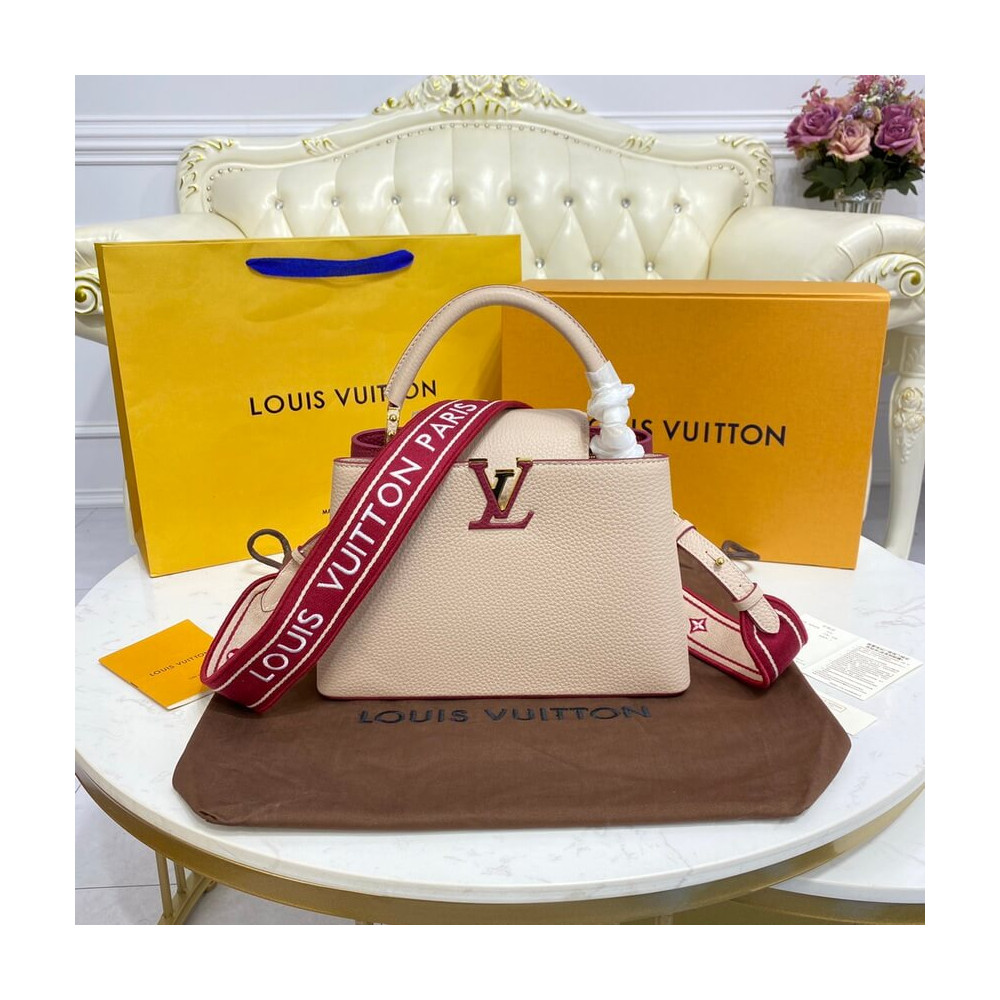 Louis Vuitton Capucines BB Eggshell/Lie de Vin Red M59061 LDBS16726