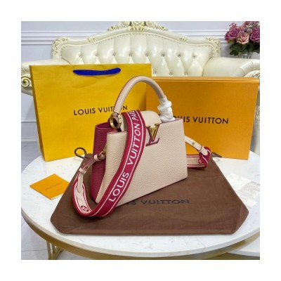 Louis Vuitton Capucines BB Eggshell/Lie de Vin Red M59061 LDBS16726