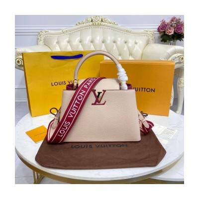 Louis Vuitton Capucines MM Eggshell/Lie de Vin Red M58610 LDBS16733