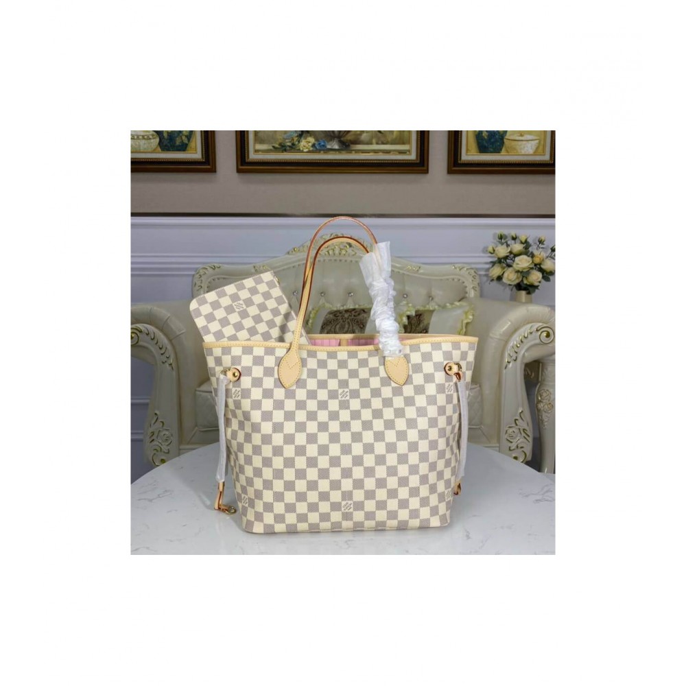 Louis Vuitton Damier Azur Neverfull MM Pink N41605 LDBS17079