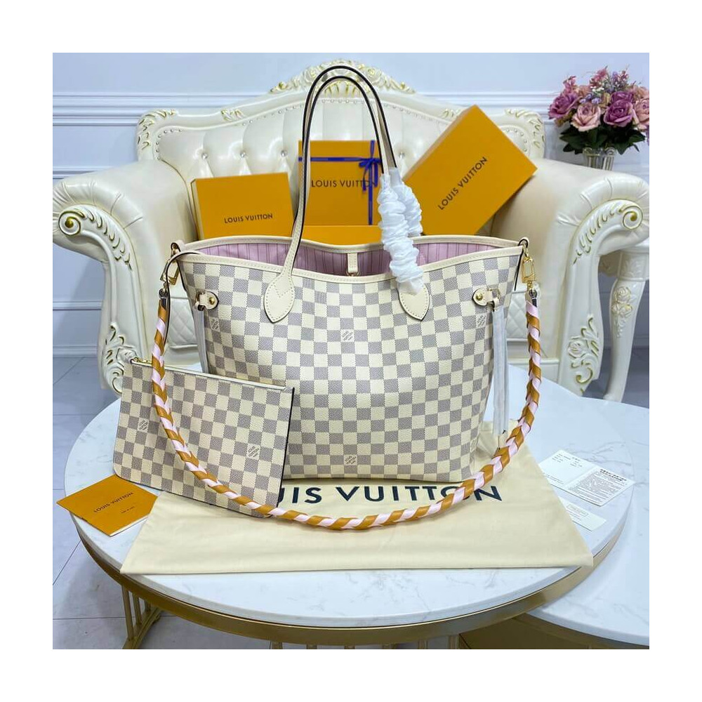 Louis Vuitton Damier Azur Neverfull MM Pink N45295 LDBS17080