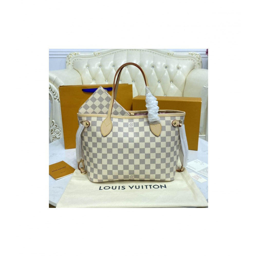 Louis Vuitton Damier Azur Neverfull PM Pink N41362 LDBS17083