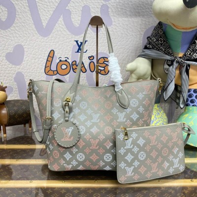 Louis Vuitton Mahina Leather Blossom MM Bag Gray M23387 LDBS16873