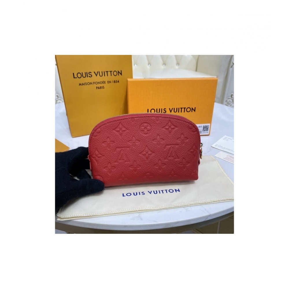 Louis Vuitton Monogram Empreinte Cosmetic Pouch PM Red M69414 LDBS17432