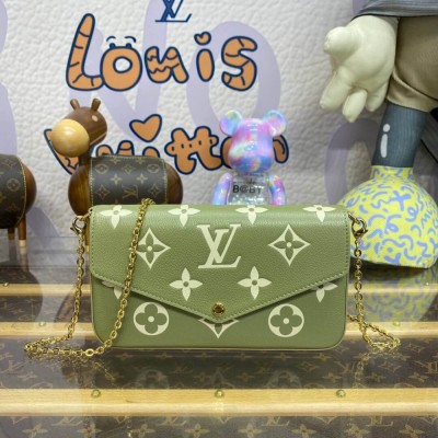 Louis Vuitton Monogram Empreinte Felicie Pochette Khaki/Cream M82480 LDBS17344