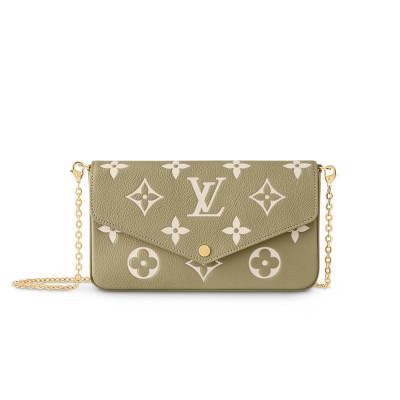 Louis Vuitton Monogram Empreinte Felicie Pochette Khaki/Cream M82480 LDBS17344