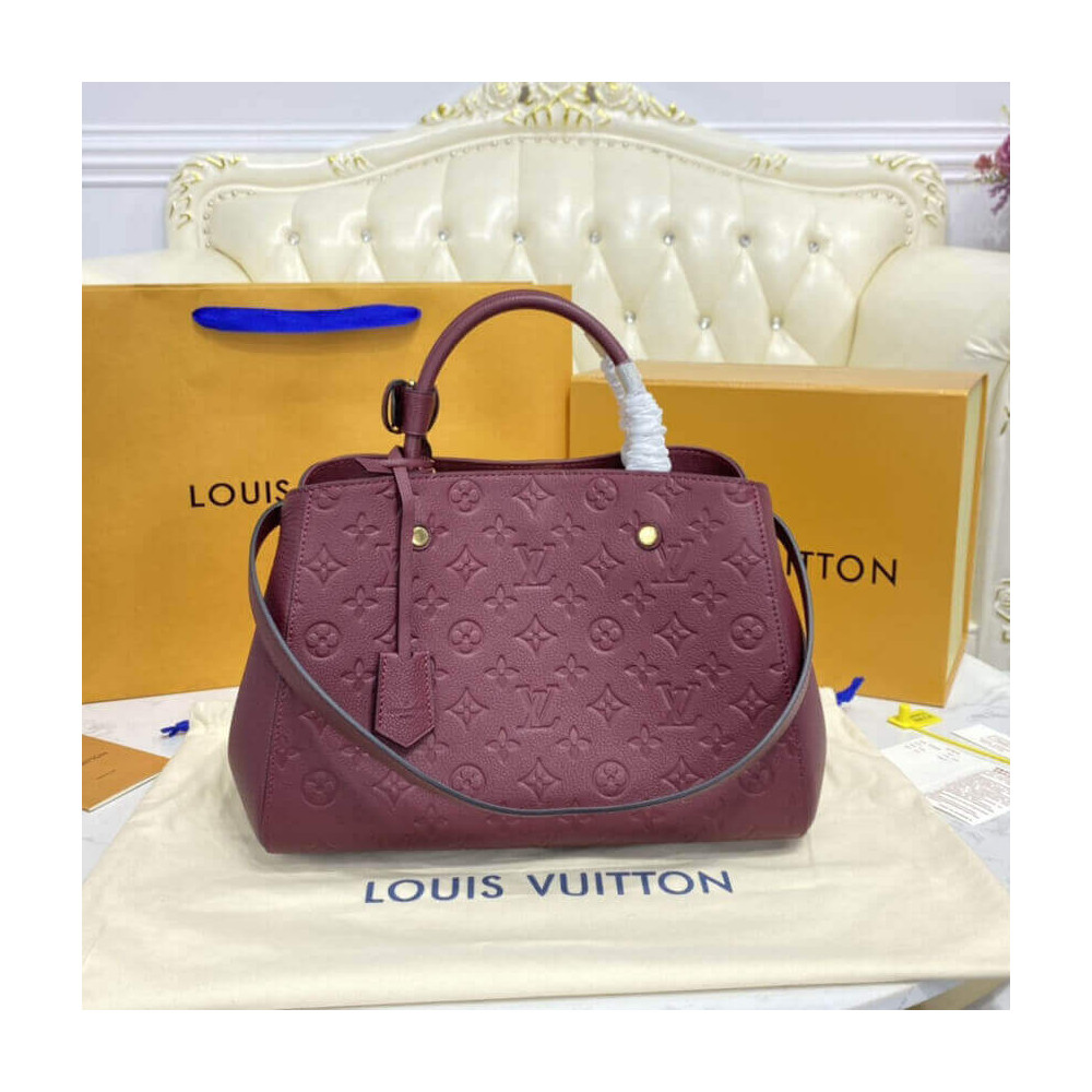 Louis Vuitton Monogram Empreinte Leather Montaigne MM Burgundy M41048 LDBS17002