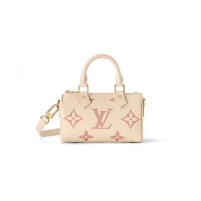 Louis Vuitton Monogram Empreinte Leather Nano Speedy Creme/Pink M81913 LDBS17549