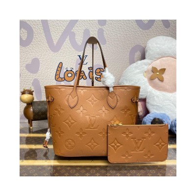 Louis Vuitton Monogram Empreinte Leather Neverfull MM Brown M12605 LDBS17099