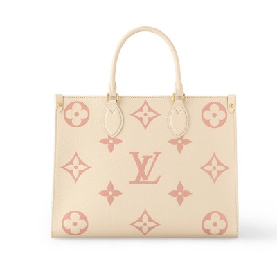 Louis Vuitton Monogram Empreinte Leather OnTheGo MM Creme/Pink M21575 LDBS17190