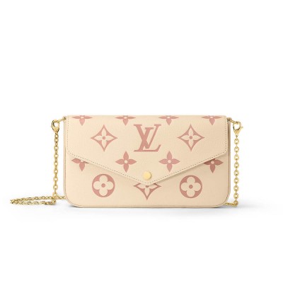 Louis Vuitton Monogram Empreinte Leather Pochette Felicie Creme/Pink M82047 LDBS17348