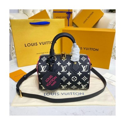 Louis Vuitton Monogram Empreinte Leather Speedy Bandouliere 20 Black M46088 LDBS17551