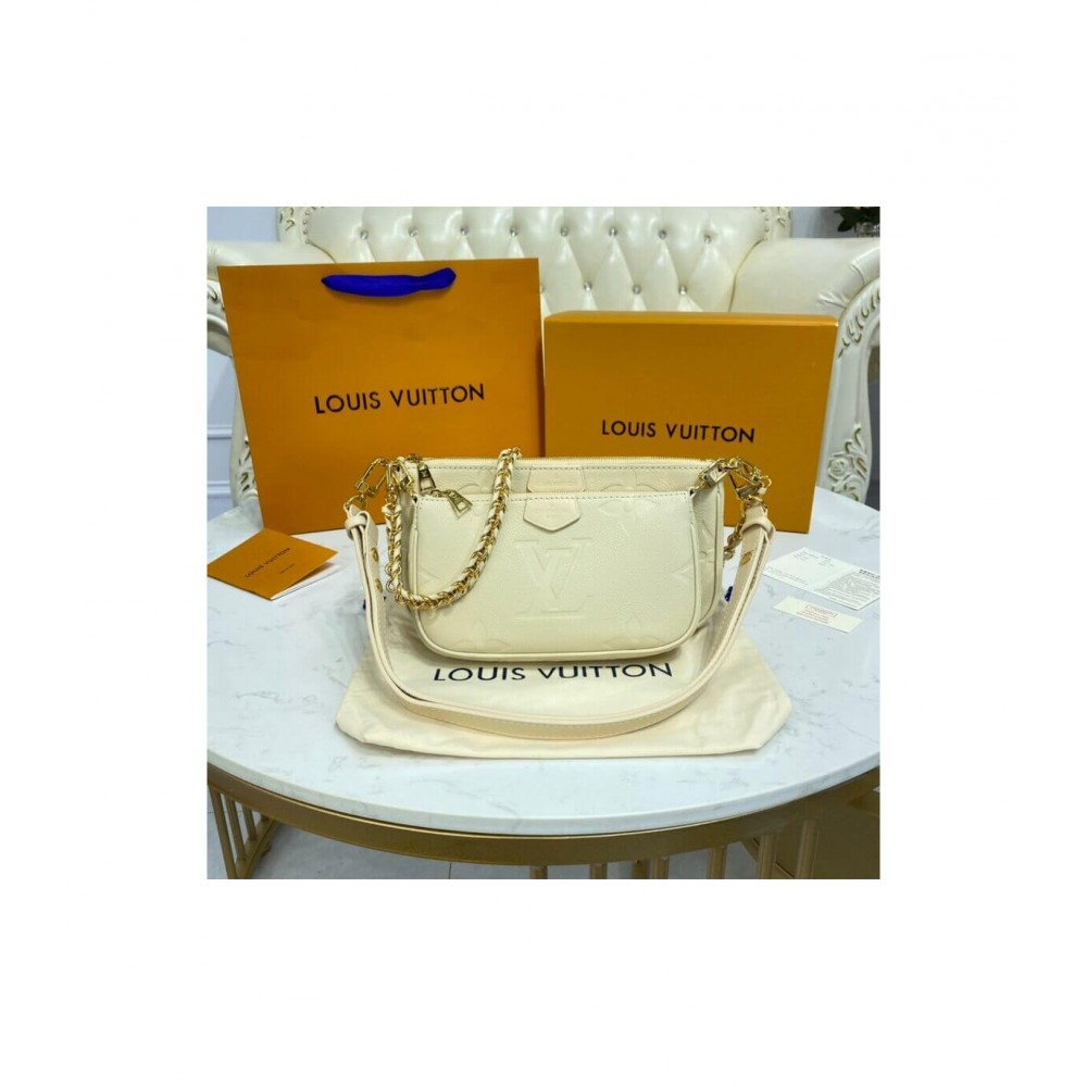 Louis Vuitton Monogram Empreinte Multi Pochette Accessoires Cream M80447 LDBS17350