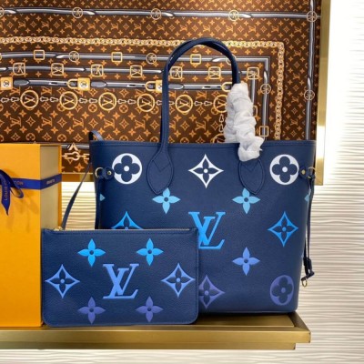 Louis Vuitton Monogram Empreinte Neverfull MM Blue M46514 LDBS17102