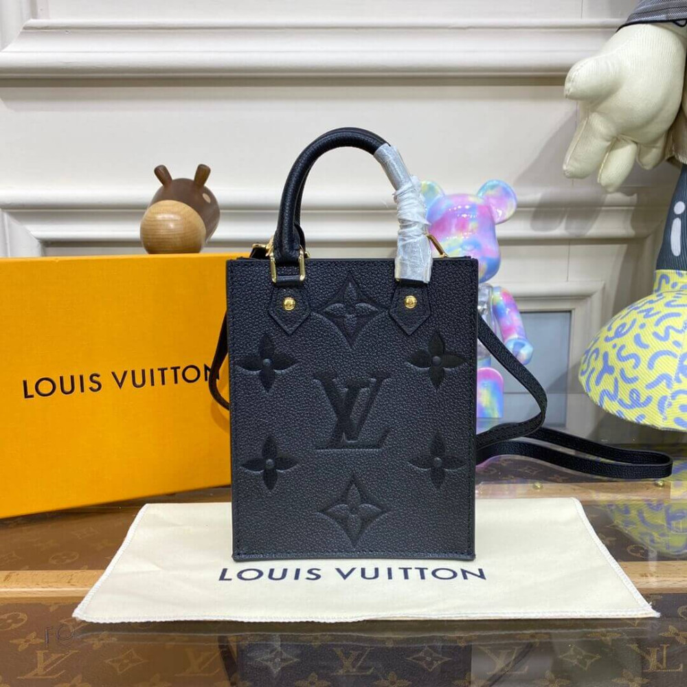 Louis Vuitton Monogram Empreinte Petit Sac Plat Bag Black M81417 LDBS17465